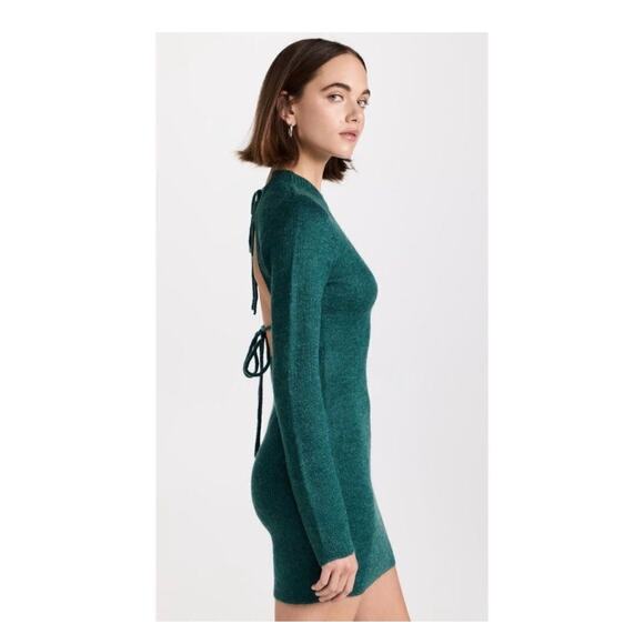 Atoir Miaa Green Long Sleeve Open Back Bodycon Sweater Mini Dress Size 2 - Picture 3 of 11